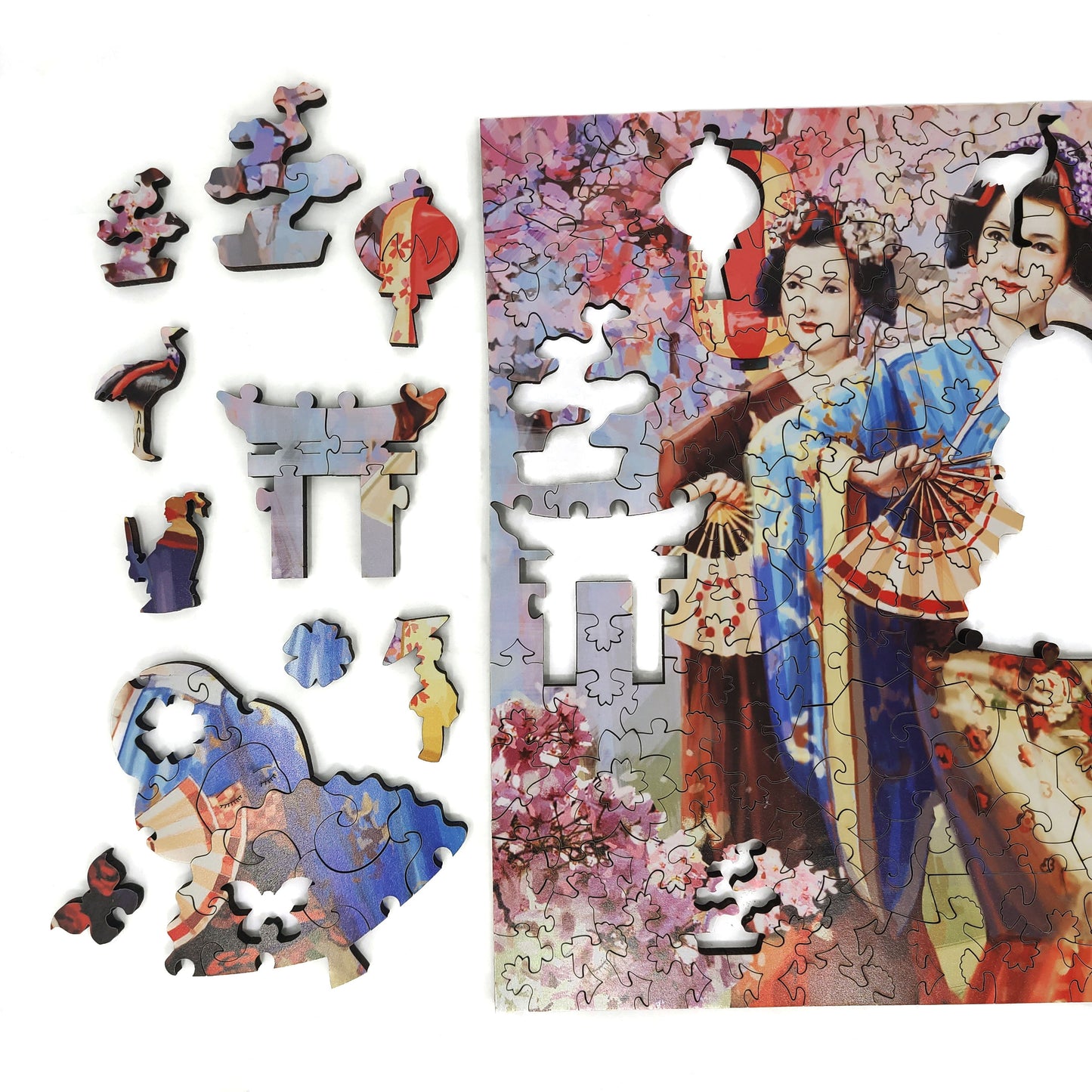 Large Format Wooden Jigsaw Puzzle with Uniquely Shaped Pieces for Seniors and Adults - 210 Pieces - Sakura Blossom Festival