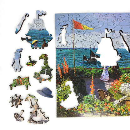 Large Format Wooden Jigsaw Puzzle for Seniors and Adults - Uniquely Shaped Pieces - 205 Pieces - The Garden at Sainte-Adresse