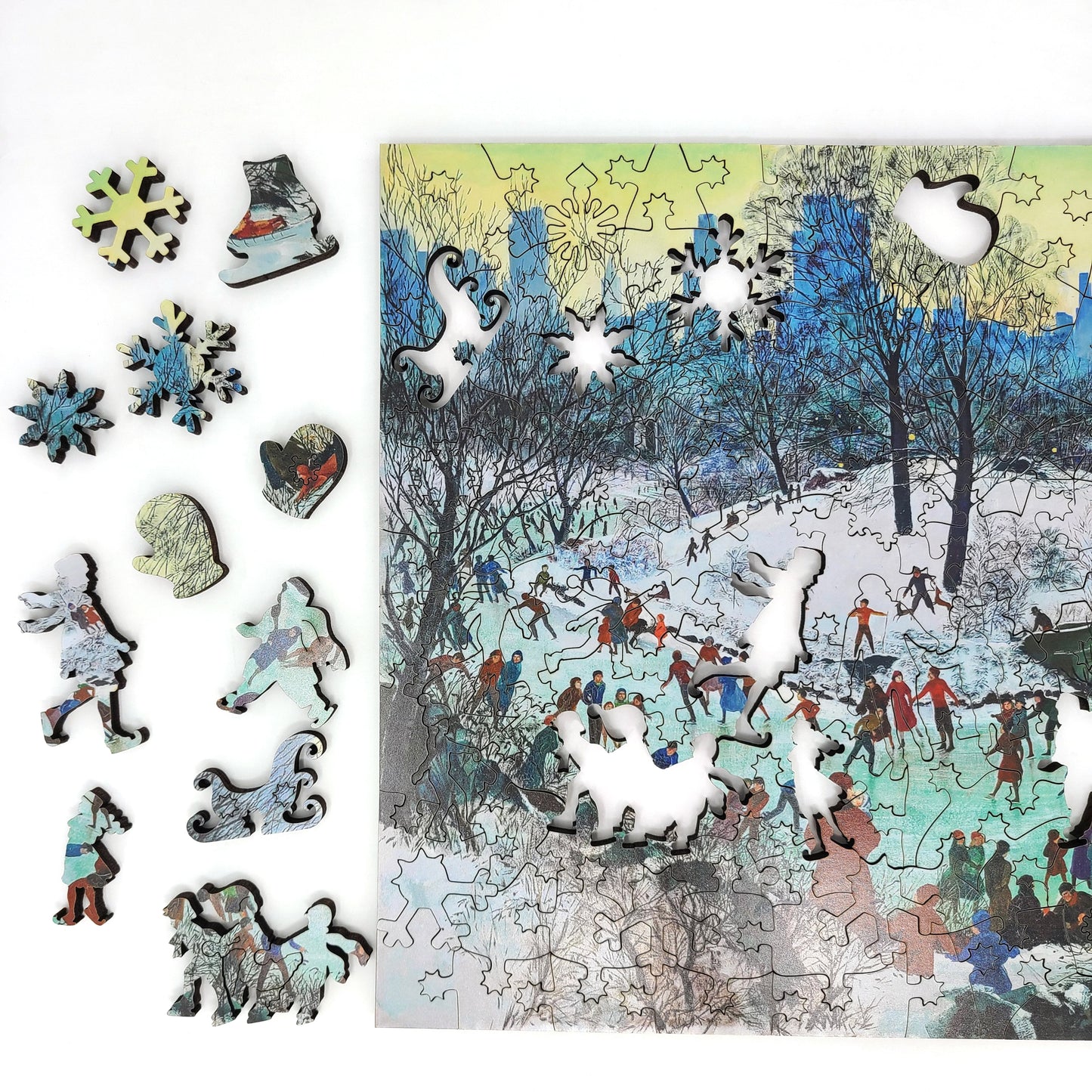 Large Format Wooden Jigsaw Puzzle for Seniors and Adults - Uniquely Shaped Pieces - 180 Pieces - Skating in Central Park