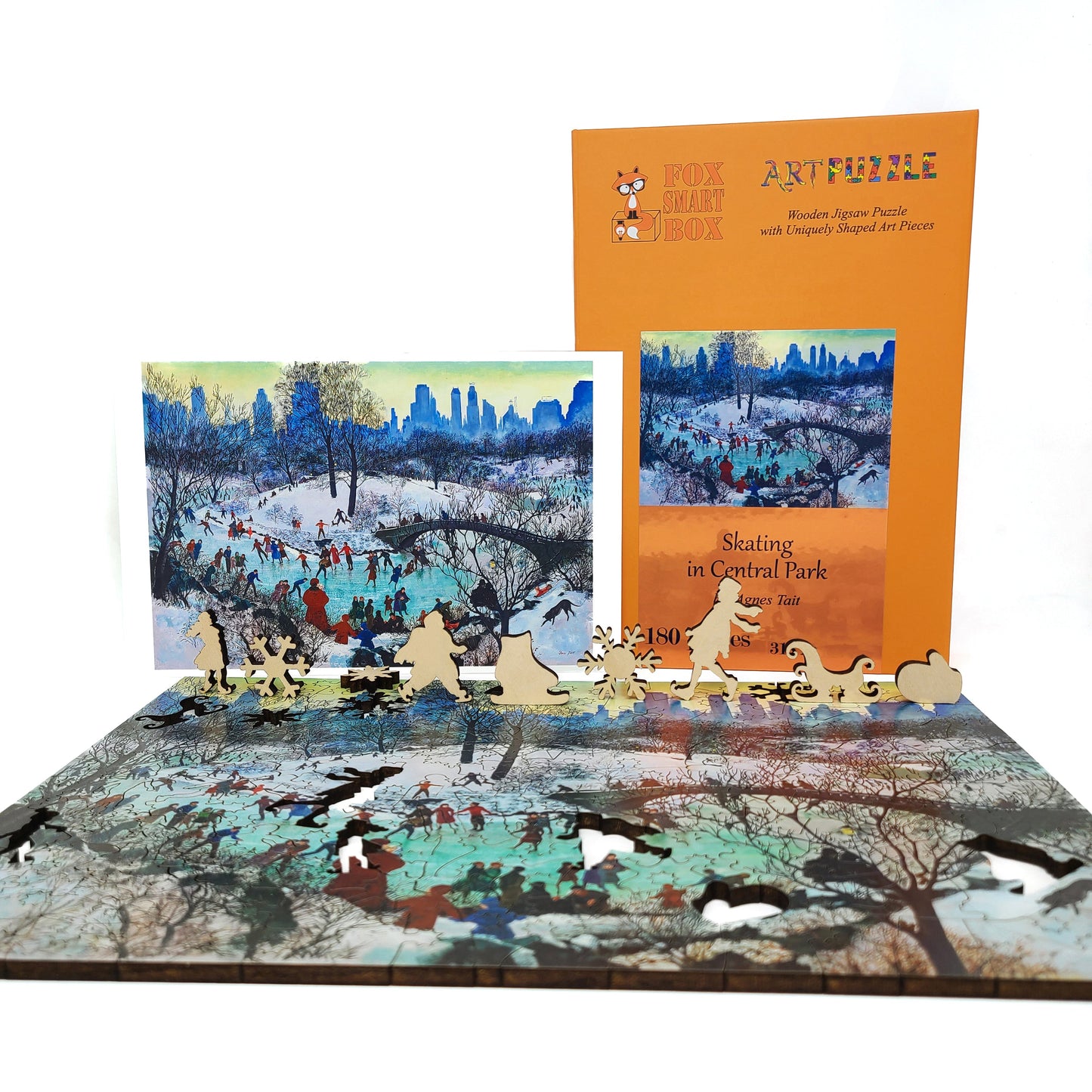 Large Format Wooden Jigsaw Puzzle for Seniors and Adults - Uniquely Shaped Pieces - 180 Pieces - Skating in Central Park