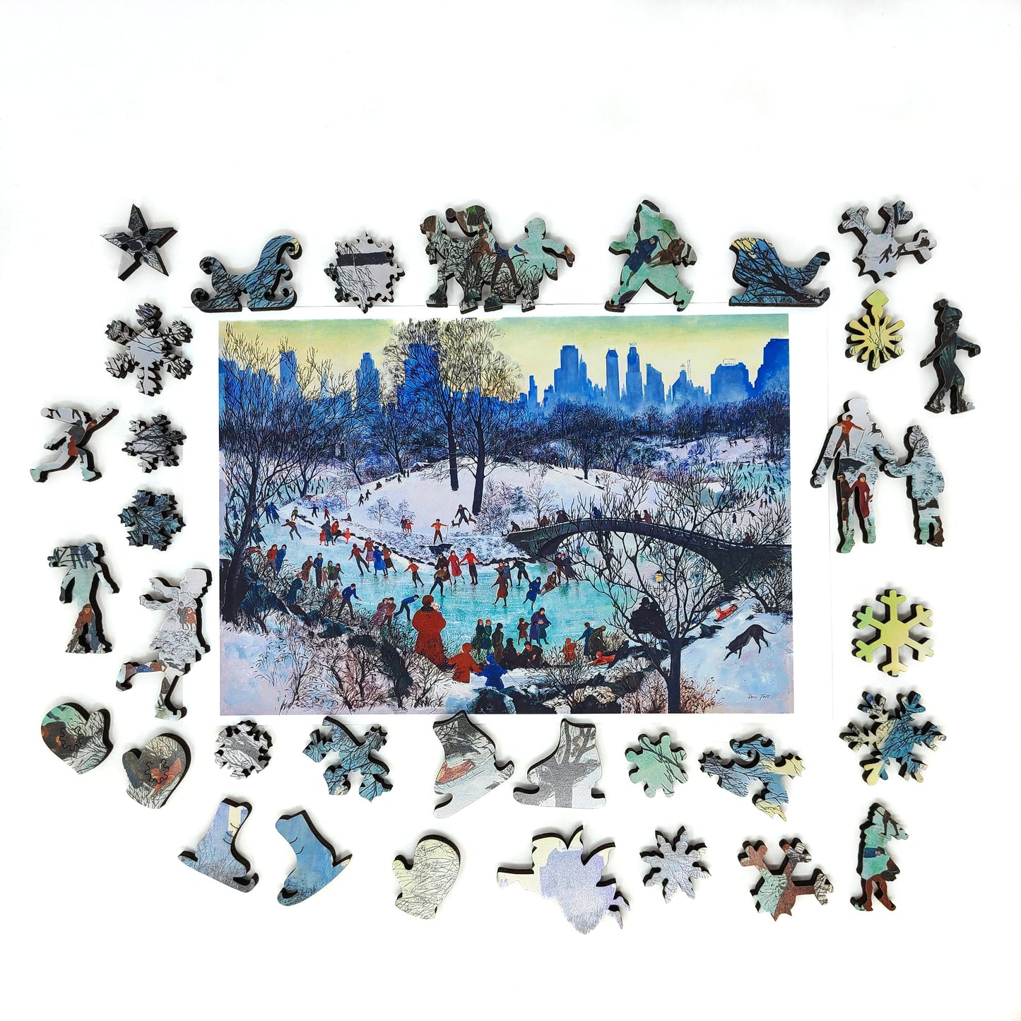Large Format Wooden Jigsaw Puzzle for Seniors and Adults - Uniquely Shaped Pieces - 180 Pieces - Skating in Central Park
