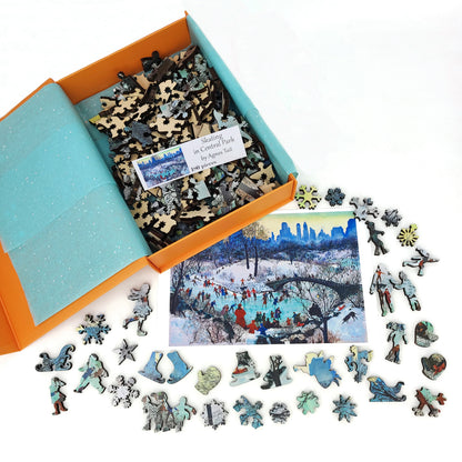 Large Format Wooden Jigsaw Puzzle for Seniors and Adults - Uniquely Shaped Pieces - 180 Pieces - Skating in Central Park