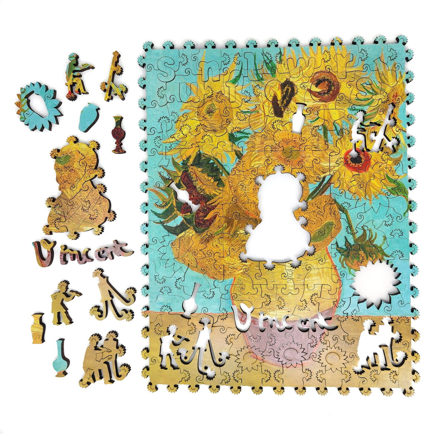 Wooden Jigsaw Puzzle with Uniquely Shaped Pieces for Adults - 170 Pieces - Sunflowers (3rd Version}