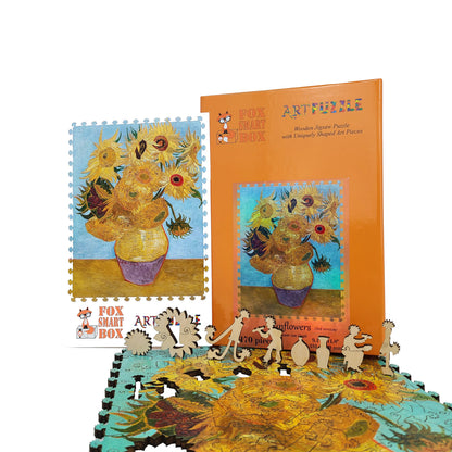 Wooden Jigsaw Puzzle with Uniquely Shaped Pieces for Adults - 170 Pieces - Sunflowers (3rd Version}