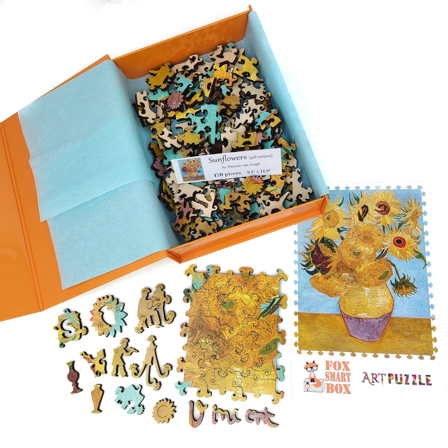 Wooden Jigsaw Puzzle with Uniquely Shaped Pieces for Adults - 170 Pieces - Sunflowers (3rd Version}