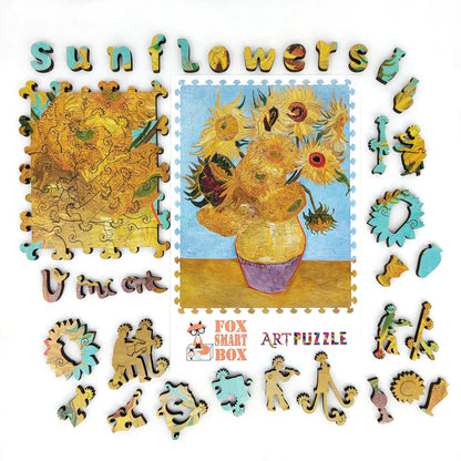 Wooden Jigsaw Puzzle with Uniquely Shaped Pieces for Adults - 170 Pieces - Sunflowers (3rd Version}