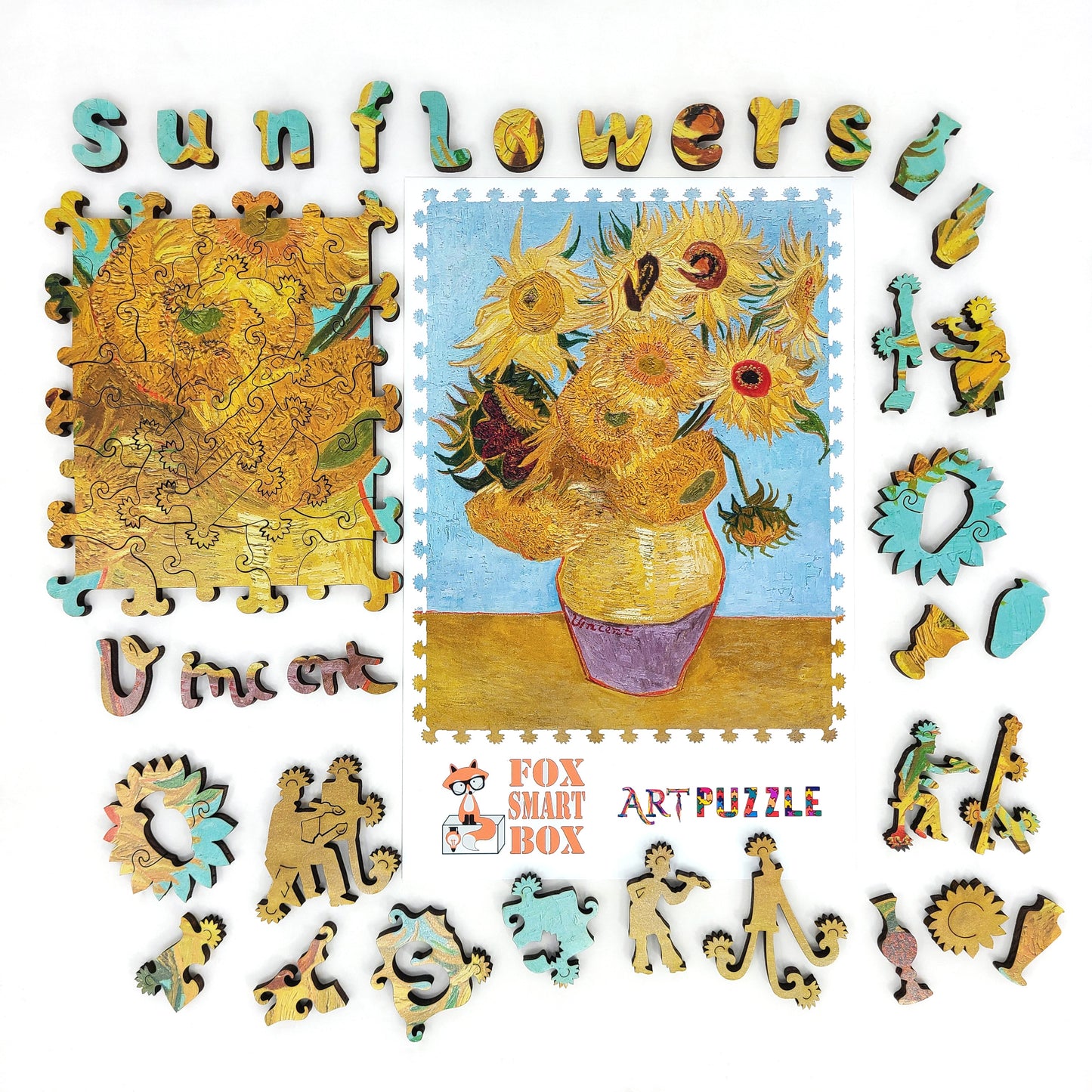 Large Format Wooden Jigsaw Puzzle for Seniors and Adults - Uniquely Shaped Pieces - 170 Pieces - Sunflowers (3rd Version)