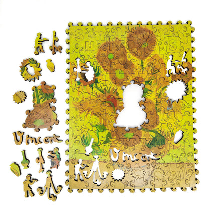 Wooden Jigsaw Puzzle with Uniquely Shaped Pieces for Adults - 170 Pieces - Sunflowers (4th Version}