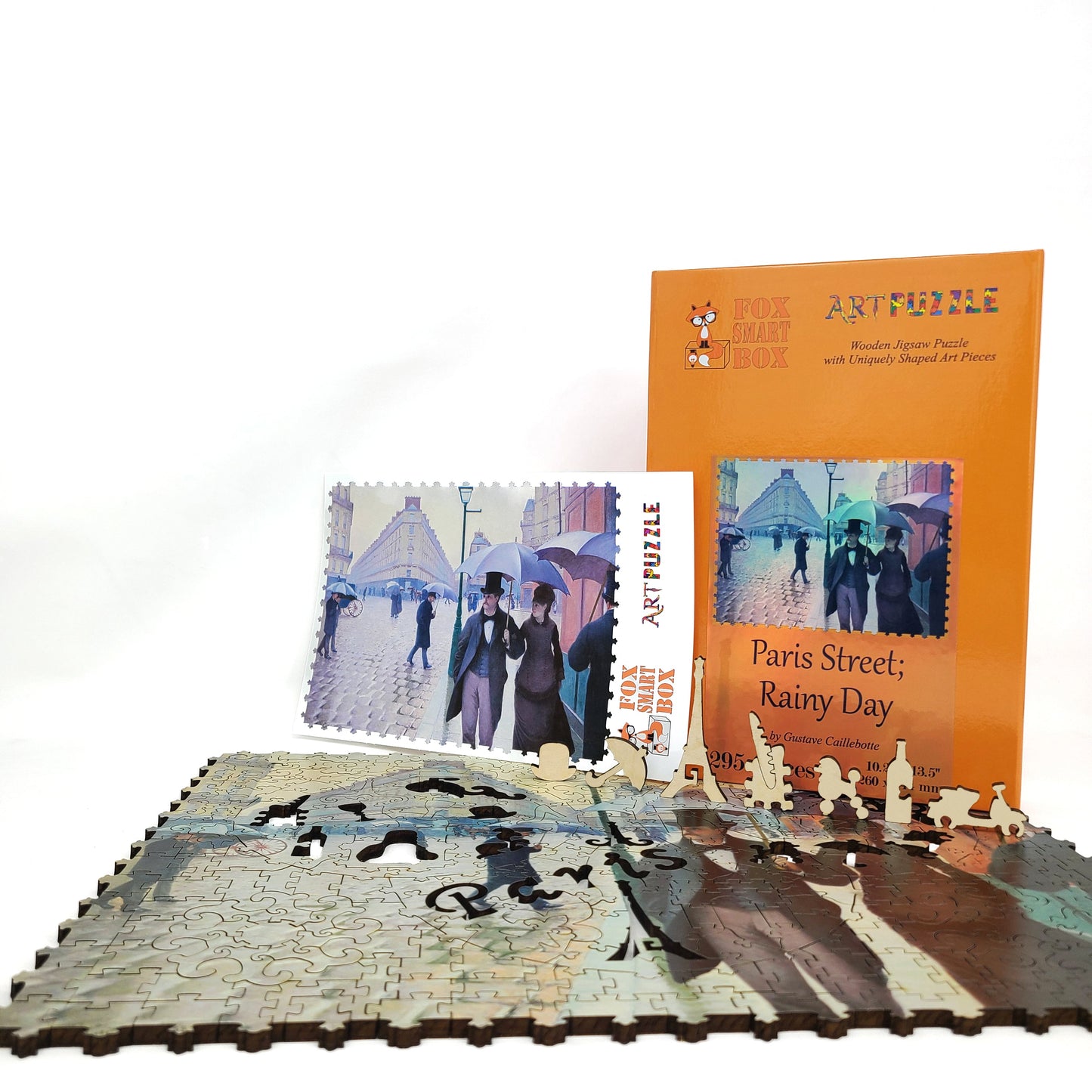 Wooden Jigsaw Puzzle with Uniquely Shaped Pieces for Adults - 295 Pieces - Paris Street; Rainy Day