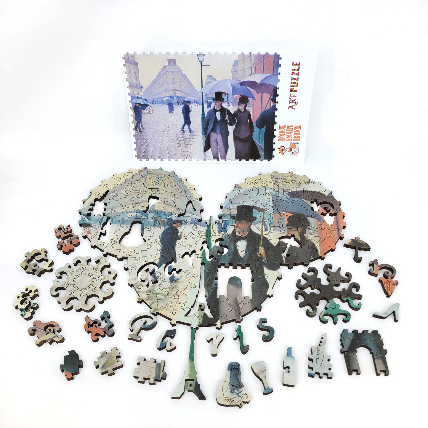 Wooden Jigsaw Puzzle with Uniquely Shaped Pieces for Adults - 295 Pieces - Paris Street; Rainy Day