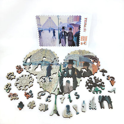 Wooden Jigsaw Puzzle with Uniquely Shaped Pieces for Adults - 295 Pieces - Paris Street; Rainy Day
