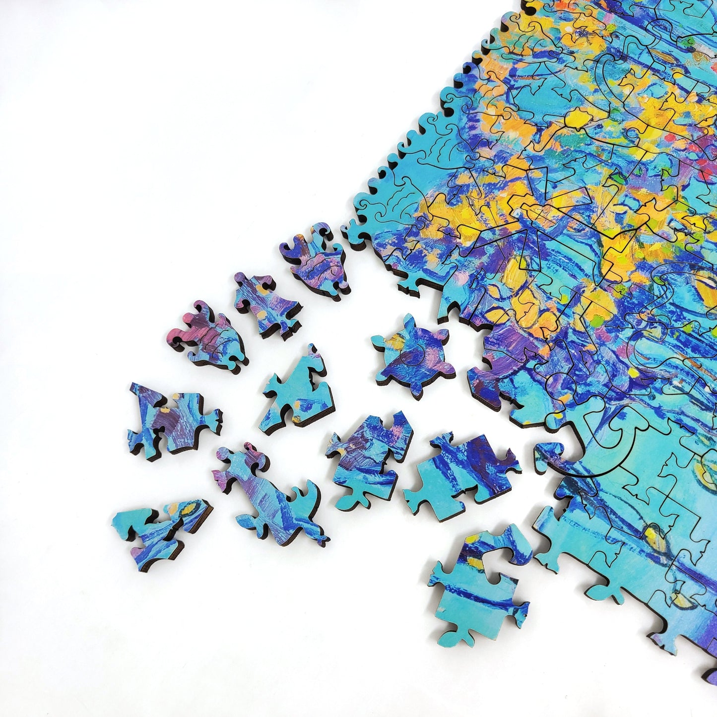 Wooden Jigsaw Puzzle with Uniquely Shaped Pieces for Adults - 255 Pieces - Fishermen's Cottages