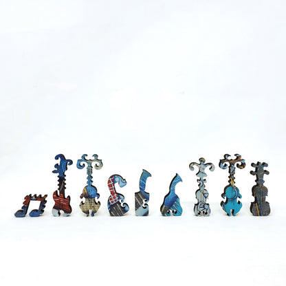 Wooden Jigsaw Puzzle with Uniquely Shaped Pieces for Adults - 212 Pieces - Blue Bottle Blues