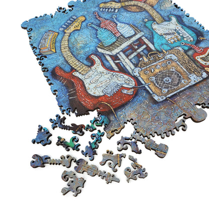 Wooden Jigsaw Puzzle with Uniquely Shaped Pieces for Adults - 212 Pieces - Blue Bottle Blues