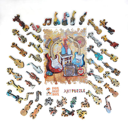 Wooden Jigsaw Puzzle with Uniquely Shaped Pieces for Adults - 212 Pieces - Yellow Bottle Blues
