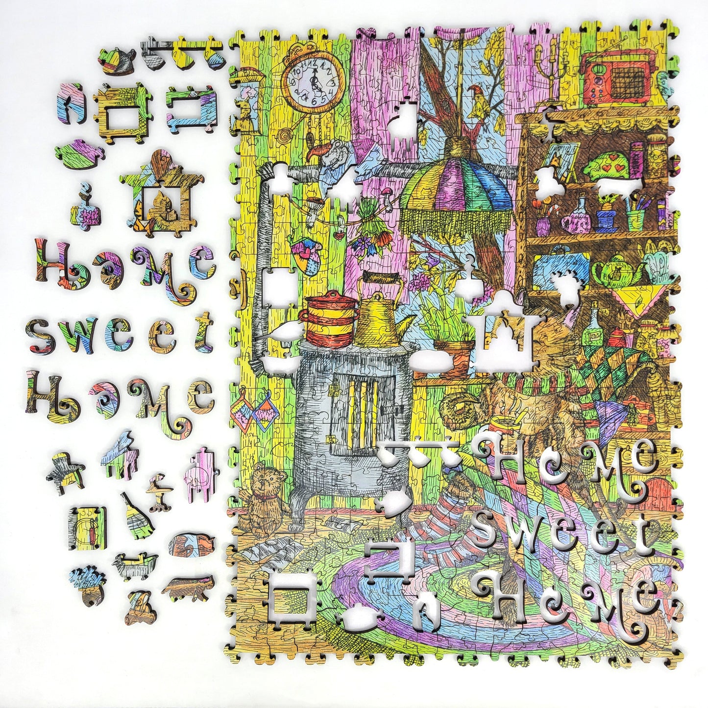 Wooden Jigsaw Puzzle with Uniquely Shaped Pieces for Adults - 350 Pieces - Home, Sweet Home