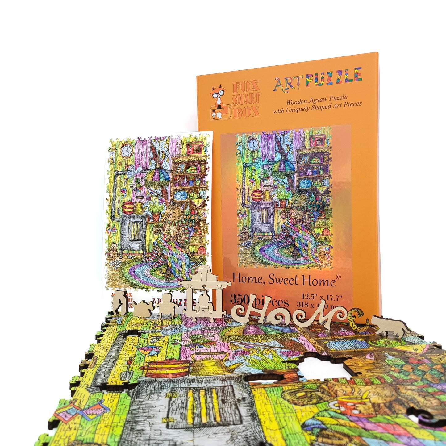 Wooden Jigsaw Puzzle with Uniquely Shaped Pieces for Adults - 350 Pieces - Home, Sweet Home