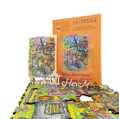 Wooden Jigsaw Puzzle with Uniquely Shaped Pieces for Adults - 350 Pieces - Home, Sweet Home