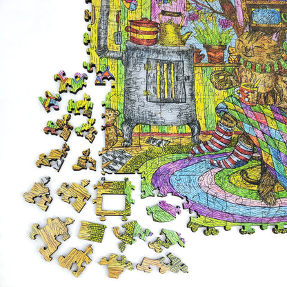 Wooden Jigsaw Puzzle with Uniquely Shaped Pieces for Adults - 350 Pieces - Home, Sweet Home