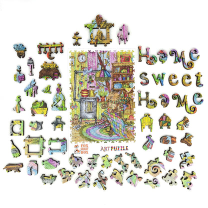 Wooden Jigsaw Puzzle with Uniquely Shaped Pieces for Adults - 350 Pieces - Home, Sweet Home