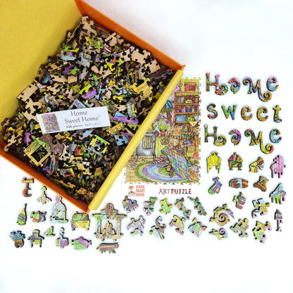 Wooden Jigsaw Puzzle with Uniquely Shaped Pieces for Adults - 350 Pieces - Home, Sweet Home