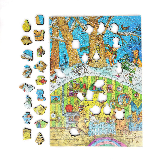Wooden Jigsaw Puzzle with Uniquely Shaped Pieces for Adults - 195 Pieces - Visiting the Bear