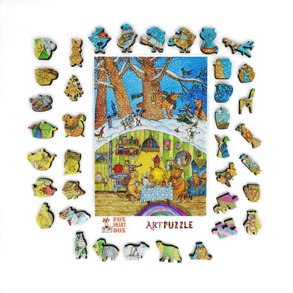 Large Format Wooden Jigsaw Puzzle with Uniquely Shaped Pieces for Seniors and Adults - 195 Pieces - Visiting the Bear