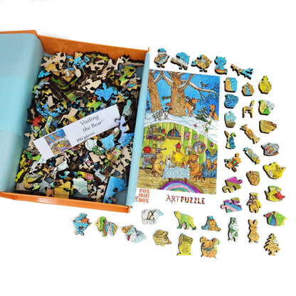 Large Format Wooden Jigsaw Puzzle with Uniquely Shaped Pieces for Seniors and Adults - 195 Pieces - Visiting the Bear