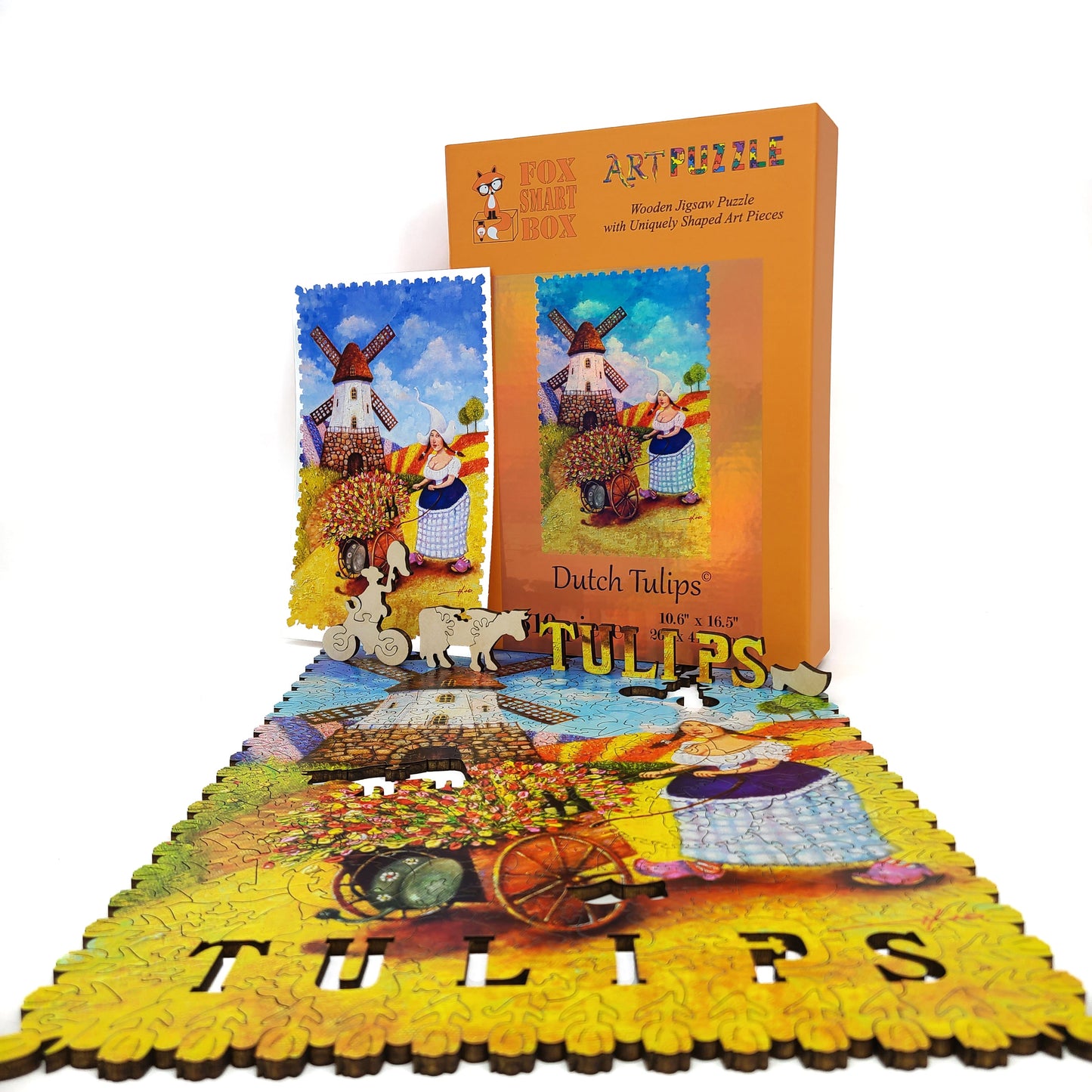 Wooden Jigsaw Puzzle with Uniquely Shaped Pieces for Adults - 310 Pieces - Dutch Tulips