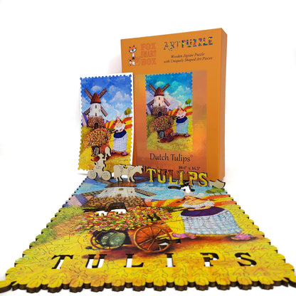 Wooden Jigsaw Puzzle with Uniquely Shaped Pieces for Adults - 310 Pieces - Dutch Tulips