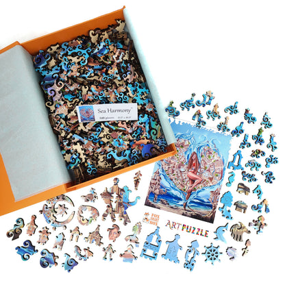 Wooden Jigsaw Puzzle with Uniquely Shaped Pieces for Adults - 340 Pieces - Sea Harmony