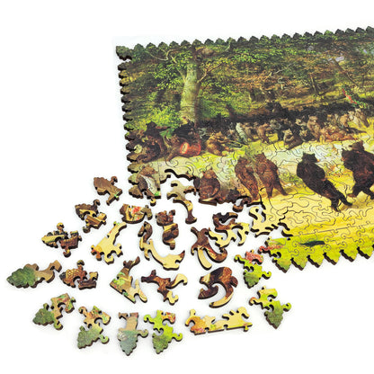 Wooden Jigsaw Puzzle with Uniquely Shaped Pieces for Adults - 373 Pieces - The Bear Dance
