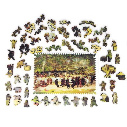 Wooden Jigsaw Puzzle with Uniquely Shaped Pieces for Adults - 373 Pieces - The Bear Dance
