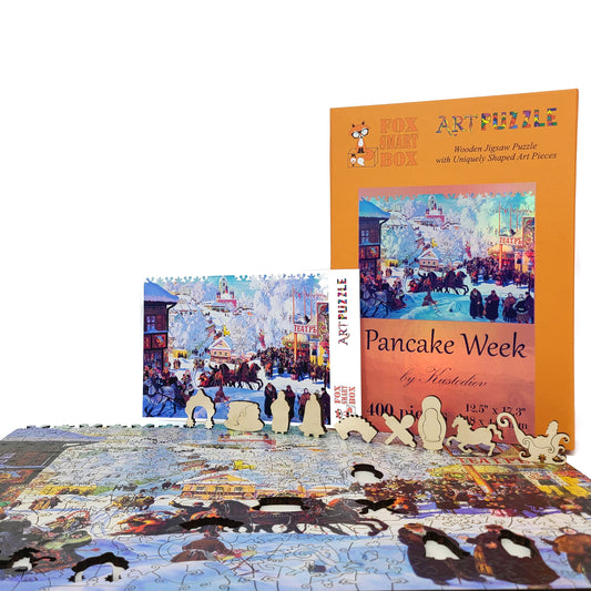 Wooden Jigsaw Puzzle with Uniquely Shaped Pieces for Adults - 400 Pieces - Pancake Week