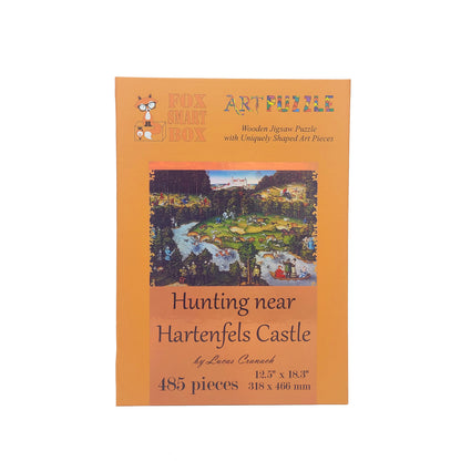 Wooden Jigsaw Puzzle with Uniquely Shaped Pieces for Adults - 485 Pieces - Hunting near Hartenfels Castle