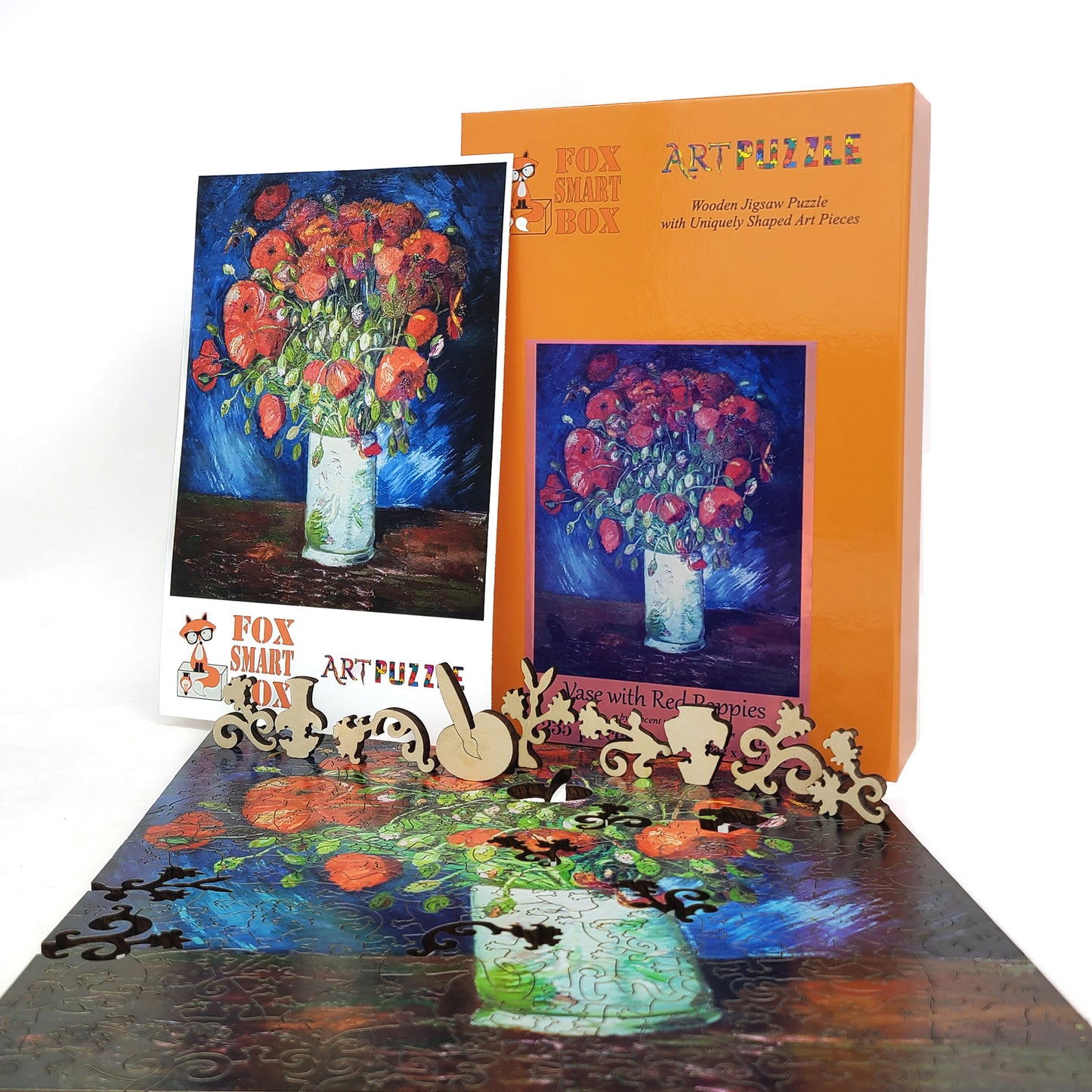 Large Format Wooden Jigsaw Puzzle with Uniquely Shaped Pieces for Seniors and Adults - 235 Pieces - Vase with red poppies
