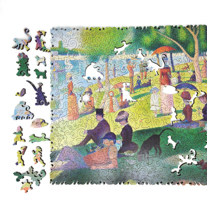 Wooden Jigsaw Puzzle with Uniquely Shaped Pieces for Adults - 440 Pieces - A Sunday Afternoon on the Island of La Grande Jatte