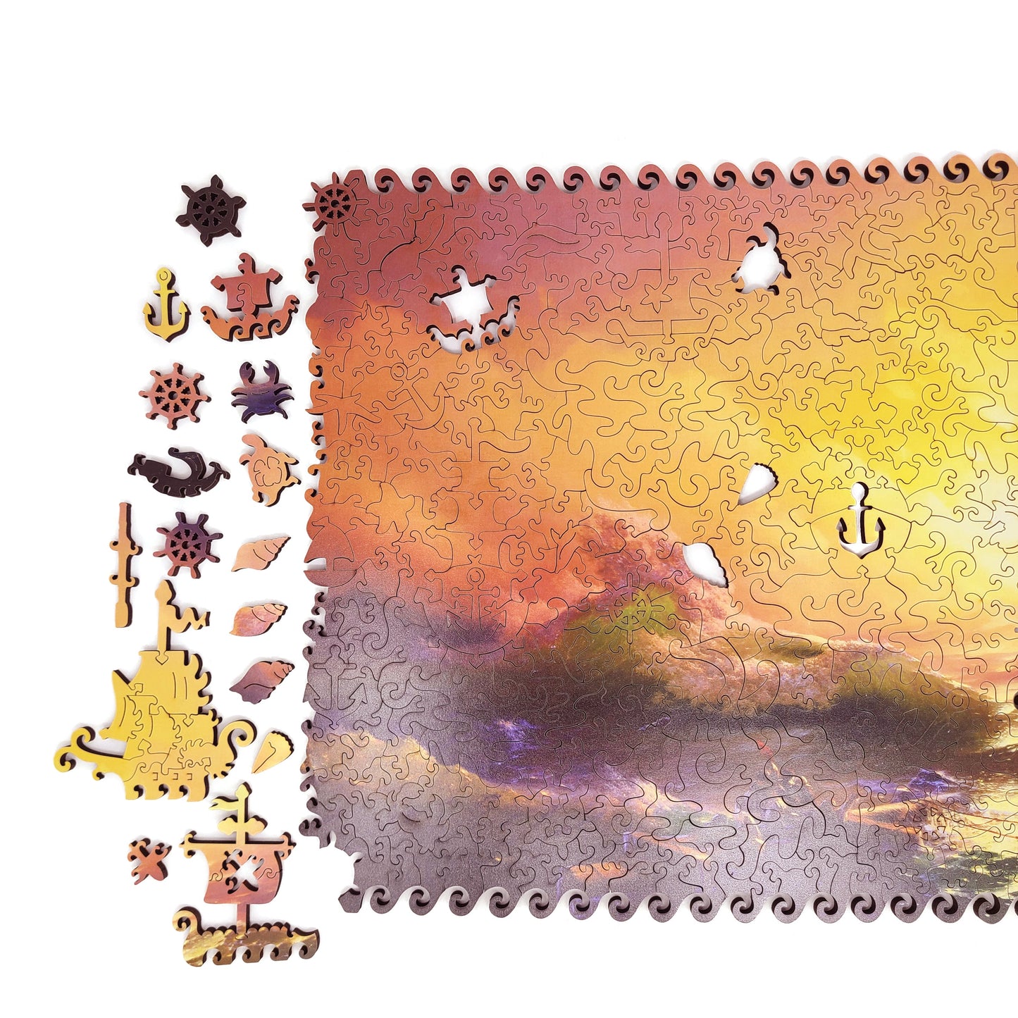 Wooden Jigsaw Puzzle with Uniquely Shaped Pieces for Adults - 425 Pieces - The Ninth Wave (digitally enhanced)
