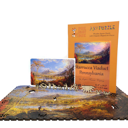Wooden Jigsaw Puzzle with Uniquely Shaped Pieces for Adults - 440 Pieces - Starrucca Viaduct, Pennsylvania