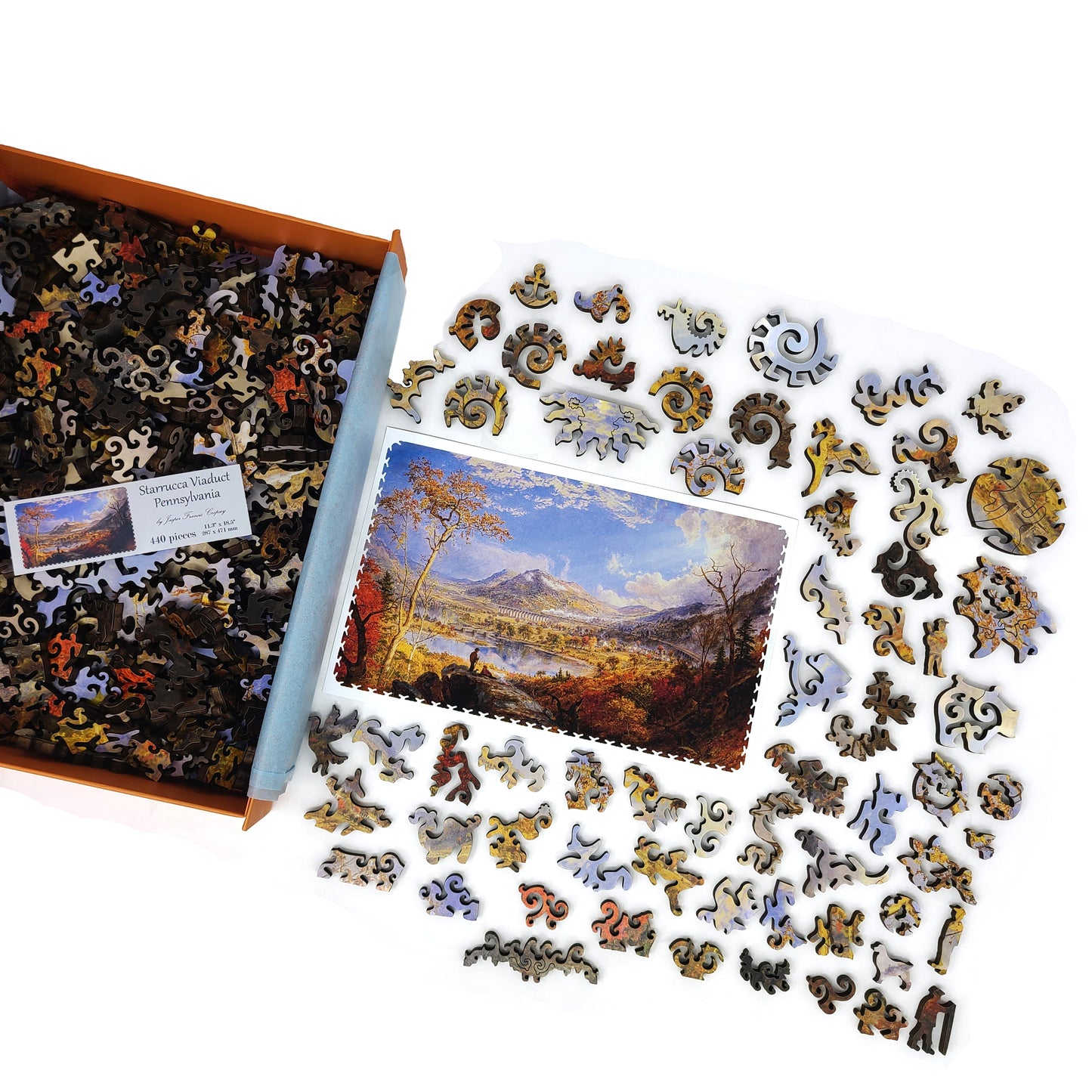 Wooden Jigsaw Puzzle with Uniquely Shaped Pieces for Adults - 440 Pieces - Starrucca Viaduct, Pennsylvania