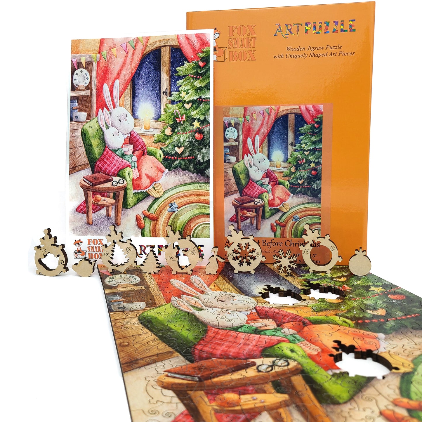 Wooden Jigsaw Puzzle with Uniquely Shaped Pieces for Adults - 240 Pieces - A Moment Before Christmas