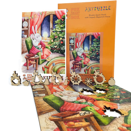 Wooden Jigsaw Puzzle with Uniquely Shaped Pieces for Adults - 240 Pieces - A Moment Before Christmas