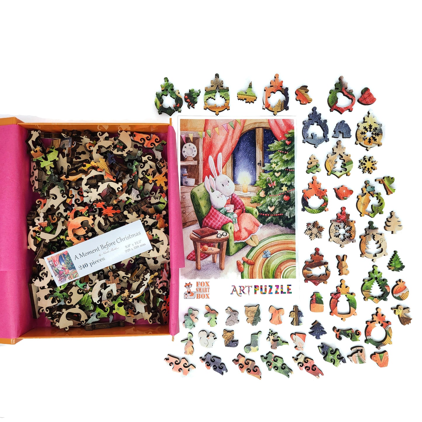 Wooden Jigsaw Puzzle with Uniquely Shaped Pieces for Adults - 240 Pieces - A Moment Before Christmas