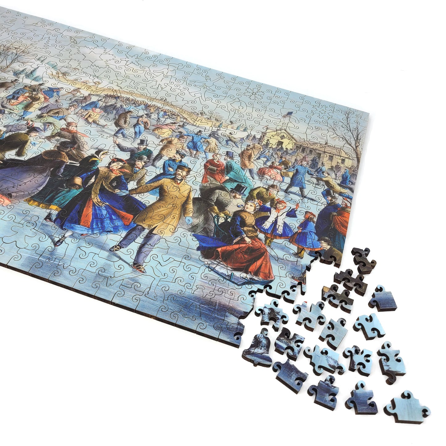 Wooden Jigsaw Puzzle for Adults - Uniquely Shaped Pieces  - 520 Pieces - Central Park, Winter – The Skating Pond
