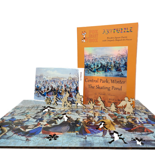 Wooden Jigsaw Puzzle for Adults - Uniquely Shaped Pieces  - 520 Pieces - Central Park, Winter – The Skating Pond