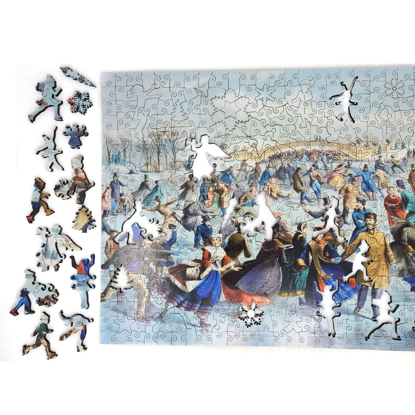 Wooden Jigsaw Puzzle for Adults - Uniquely Shaped Pieces  - 520 Pieces - Central Park, Winter – The Skating Pond