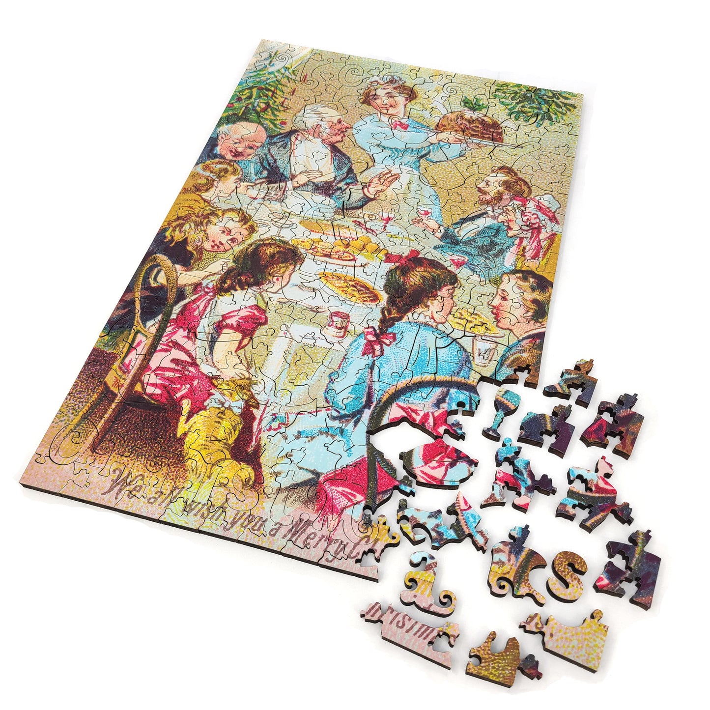 Wooden Jigsaw Puzzle for Adults - Uniquely Shaped Pieces  - 205 Pieces - We all wish you a merry Christmas