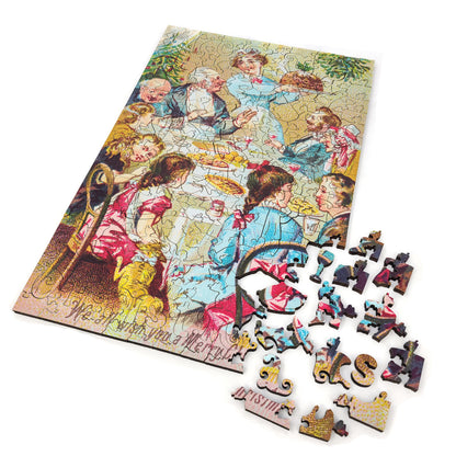 Wooden Jigsaw Puzzle for Adults - Uniquely Shaped Pieces  - 205 Pieces - We all wish you a merry Christmas