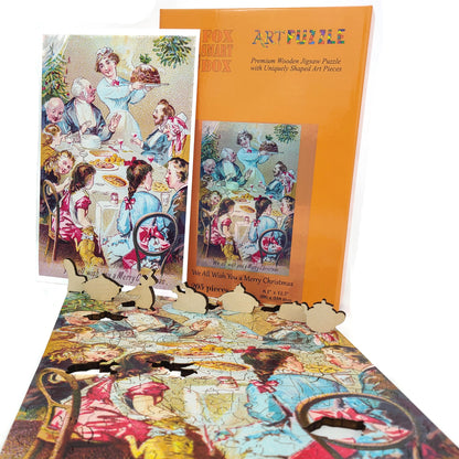 Wooden Jigsaw Puzzle for Adults - Uniquely Shaped Pieces  - 205 Pieces - We all wish you a merry Christmas