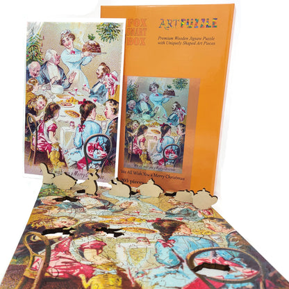 Large Format Wooden Jigsaw Puzzle with Uniquely Shaped Pieces for Seniors and Adults - 205 Pieces - We all wish you a merry Christmas